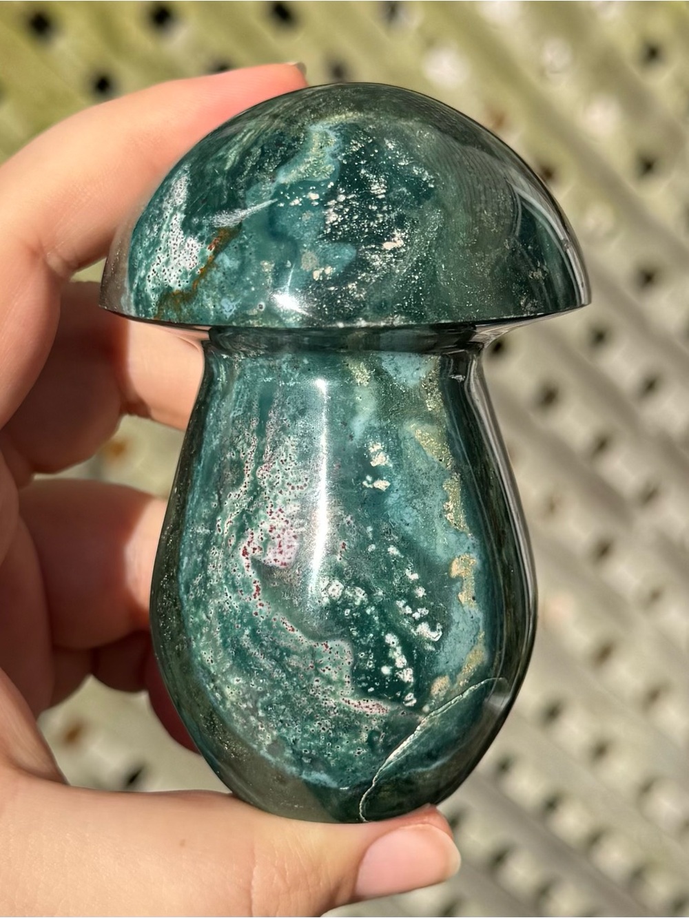Sea Jasper Mushroom Carving Crystal